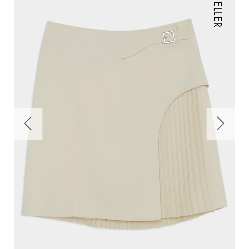 Karen Millen Cream Mini Skirt with Pleated Panel